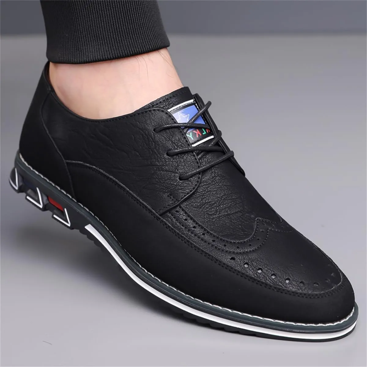 Men's Casual Dress Oxfords Shoes Business Formal Italy Prince Classic Oxford Lace Up Craft Mesh Sneakers