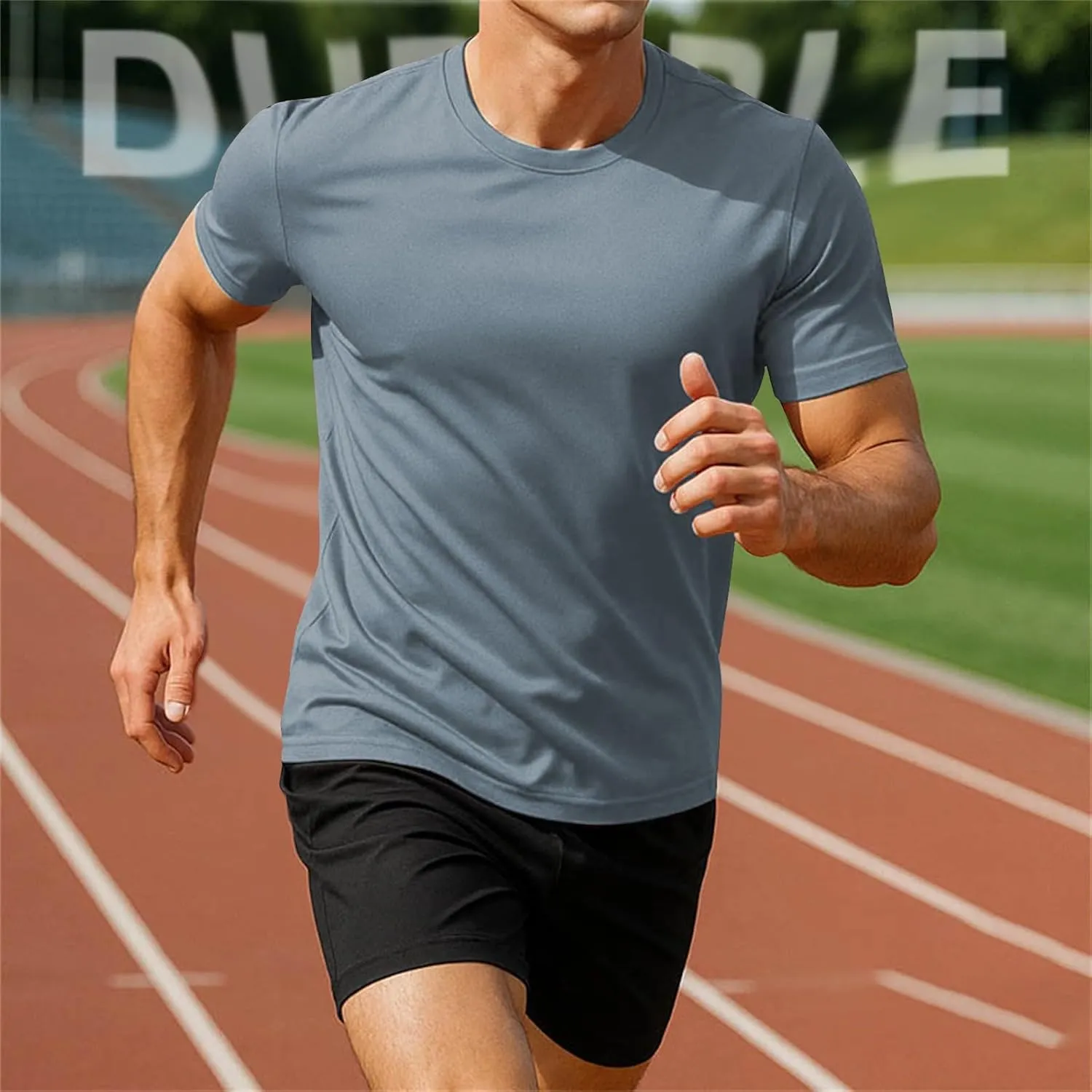 Men's Crewneck Short Sleeve Tops Shirt and Shorts Set 2 Piece Breathable Workout Outfits Slim Fit Athletic Sweatsuit
