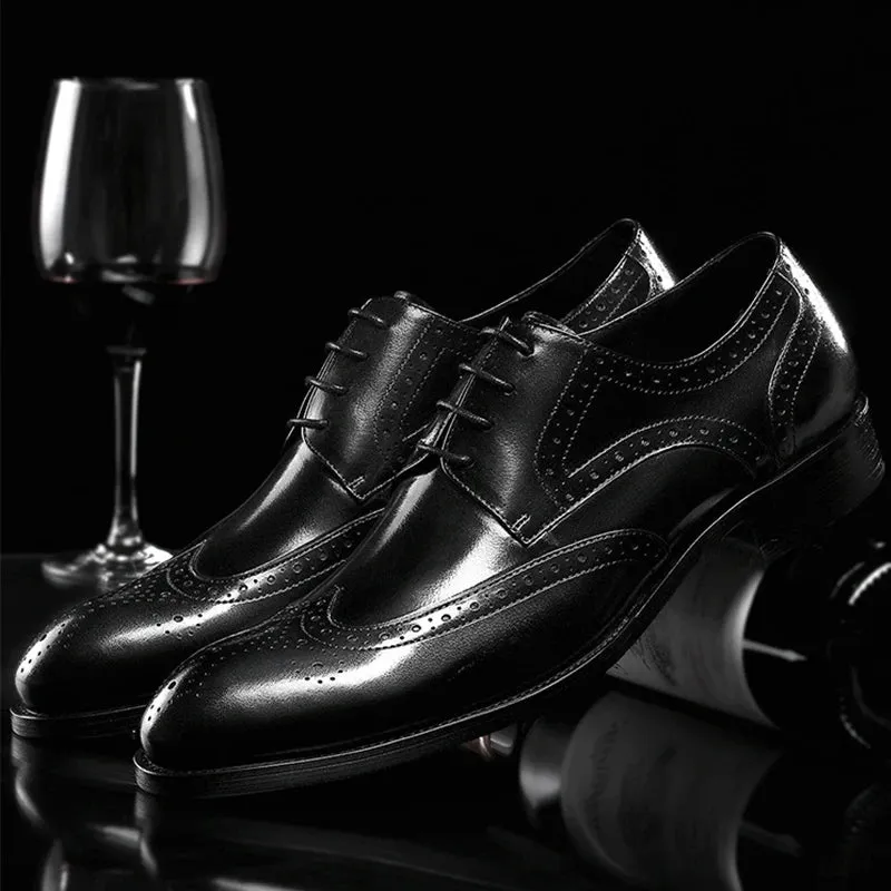Men's formal leather shoes oxford men dress shoe wedding Size 7.5-10