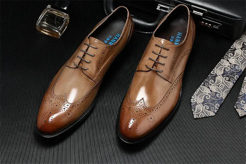 Men's formal leather shoes oxford men dress shoe wedding Size 7.5-10