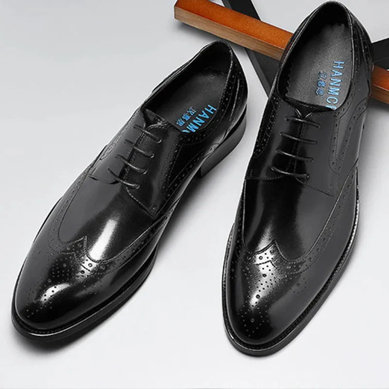 Men's formal leather shoes oxford men dress shoe wedding Size 7.5-10