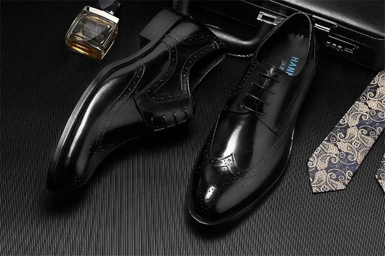 Men's formal leather shoes oxford men dress shoe wedding Size 7.5-10