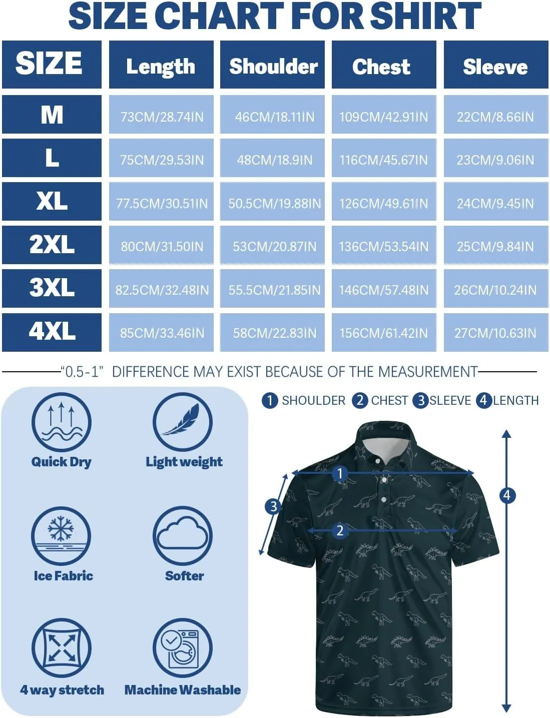 Mens Funny Polo Shirts, Short Sleeve Golf Shirts, Moisture Wicking Quick-Dry Business Casual Shirt for Men