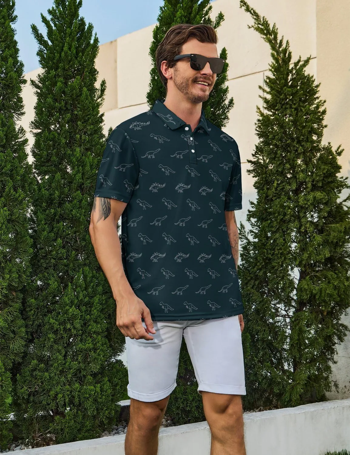 Mens Funny Polo Shirts, Short Sleeve Golf Shirts, Moisture Wicking Quick-Dry Business Casual Shirt for Men