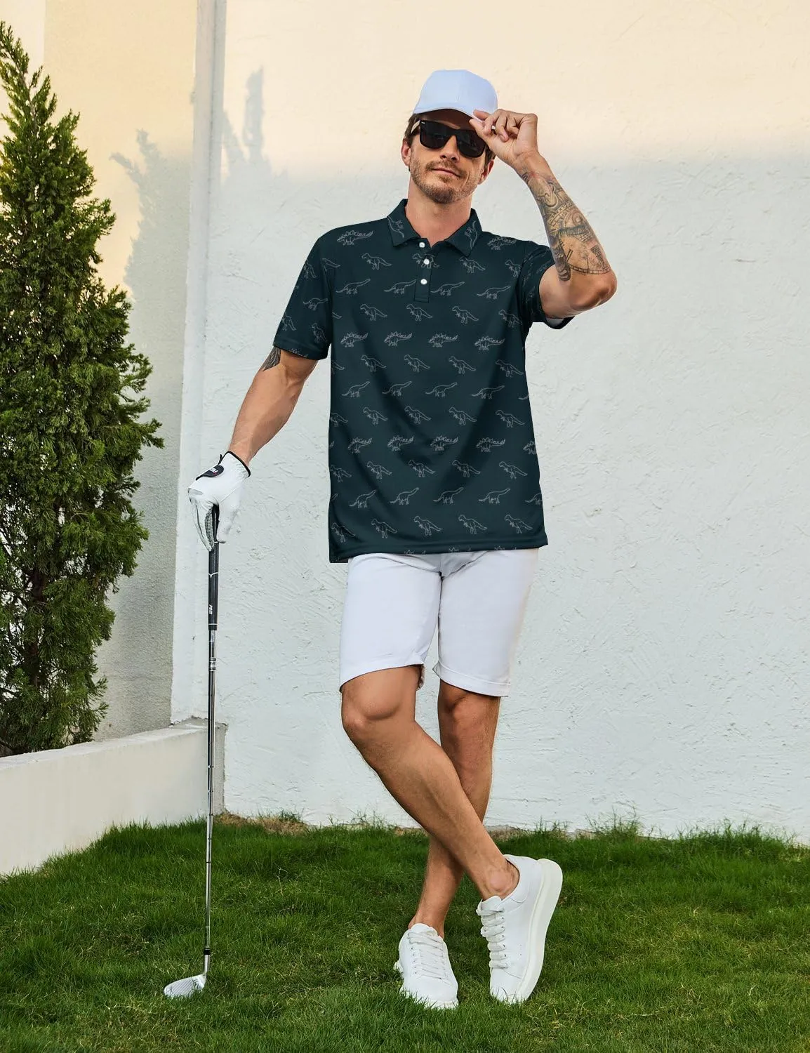 Mens Funny Polo Shirts, Short Sleeve Golf Shirts, Moisture Wicking Quick-Dry Business Casual Shirt for Men