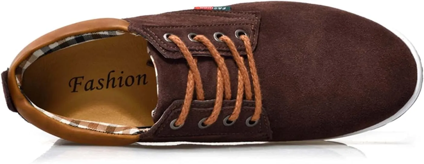 Men's Lace Up Oxford Shoes Low Top Flannelette Cowhide Leather Dress Shoes Casual Sneakers Invisible Height Increasing Elevator Shoes- 2.36 Inches Taller