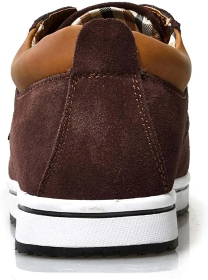 Men's Lace Up Oxford Shoes Low Top Flannelette Cowhide Leather Dress Shoes Casual Sneakers Invisible Height Increasing Elevator Shoes- 2.36 Inches Taller