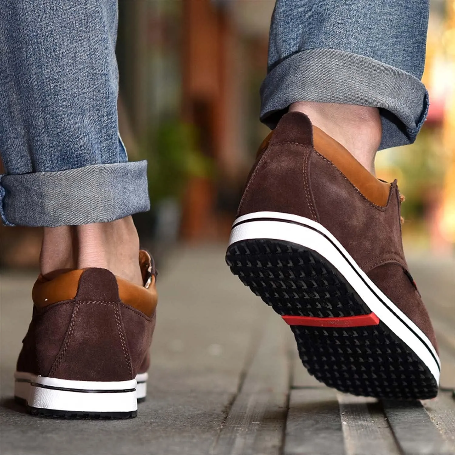 Men's Lace Up Oxford Shoes Low Top Flannelette Cowhide Leather Dress Shoes Casual Sneakers Invisible Height Increasing Elevator Shoes- 2.36 Inches Taller