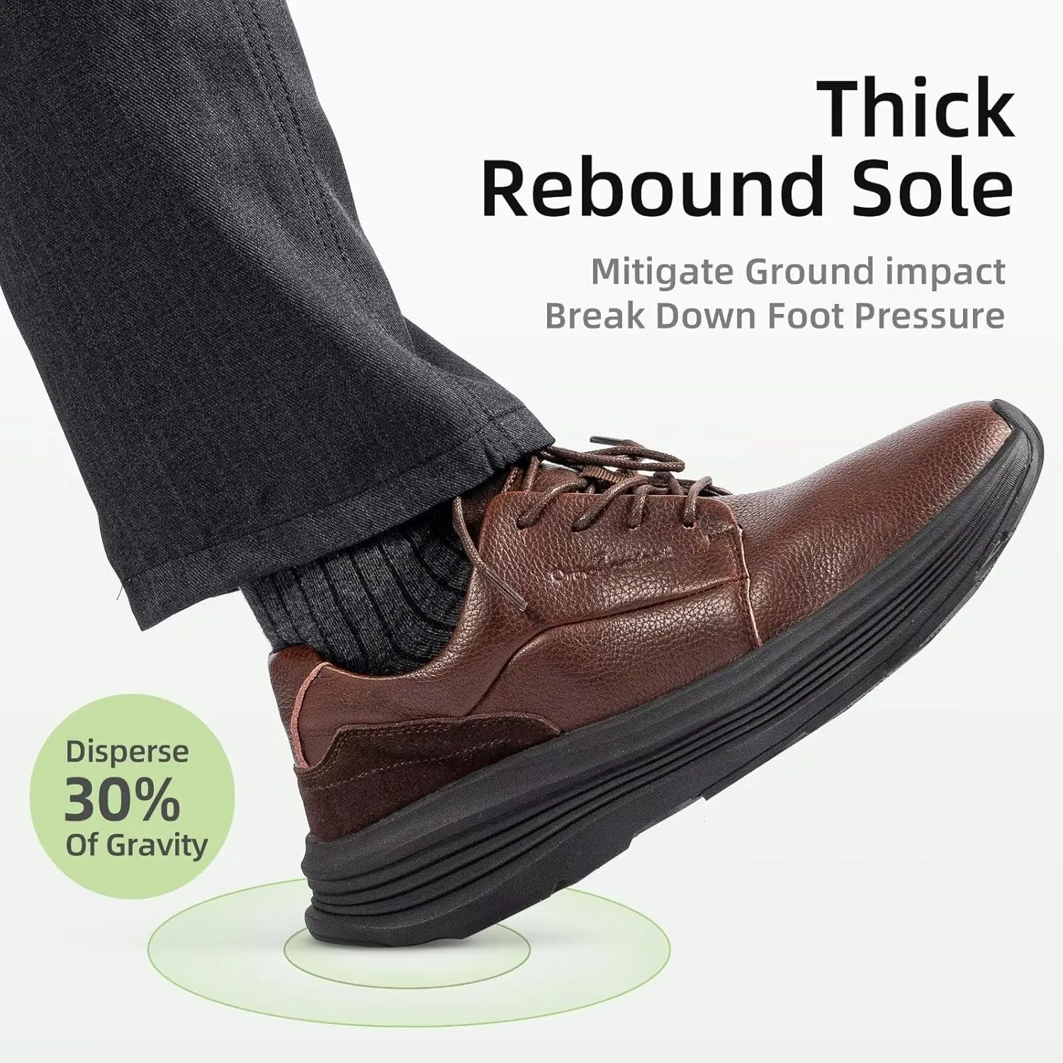 Men's Orthopedic Leather Dress Walking Shoes: Comfortable Plantar Fasciitis Business Oxford with Arch Support, Casual Cushion Flat Feet Orthotic Walking Shoes for Foot and Heel Pain Relief