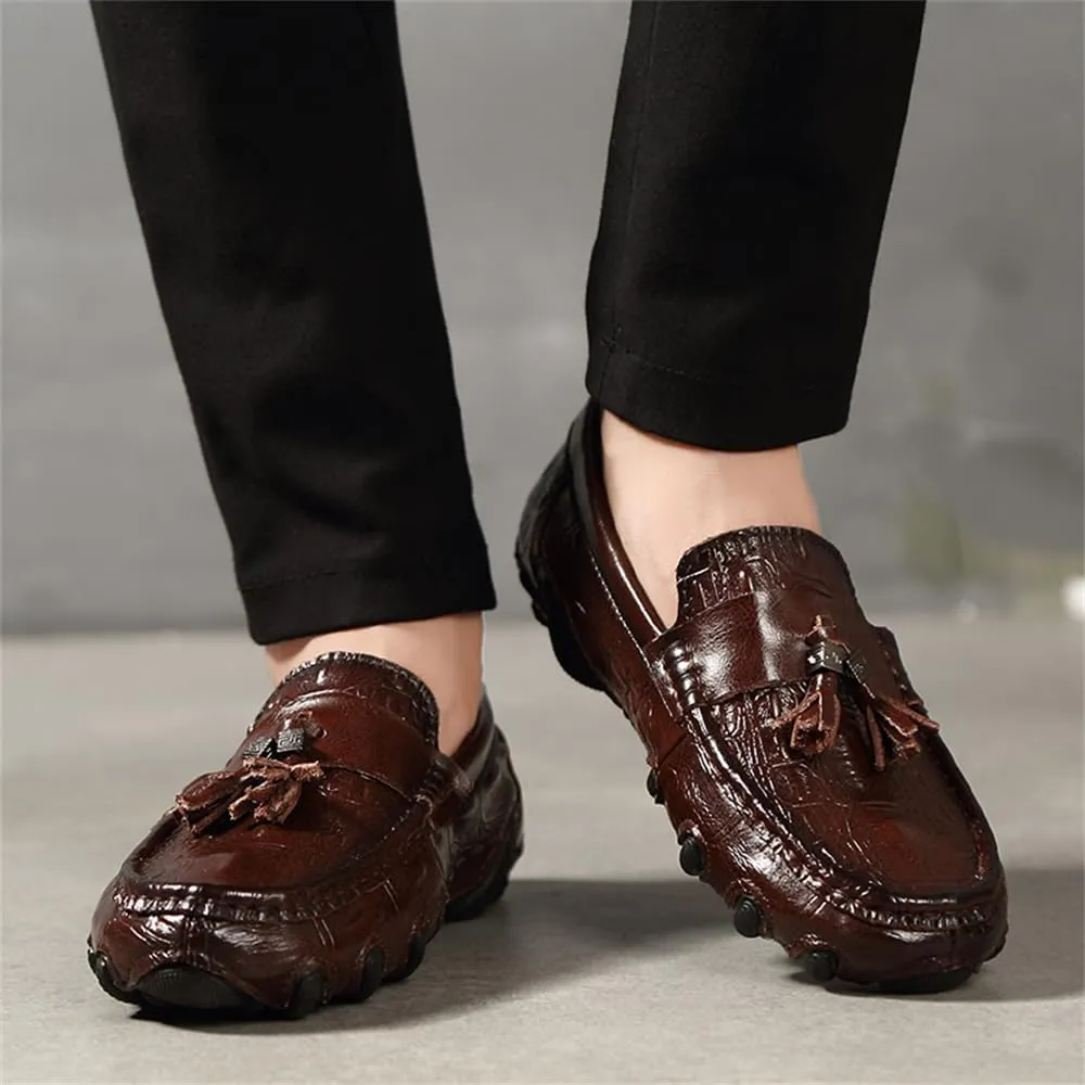 Men's Penny Loafers Moccasin Driving Shoes Fashion Crocodile Printed Slip On Flats Boat Shoes