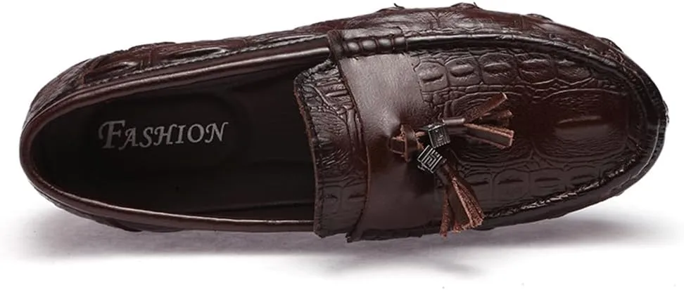 Men's Penny Loafers Moccasin Driving Shoes Fashion Crocodile Printed Slip On Flats Boat Shoes
