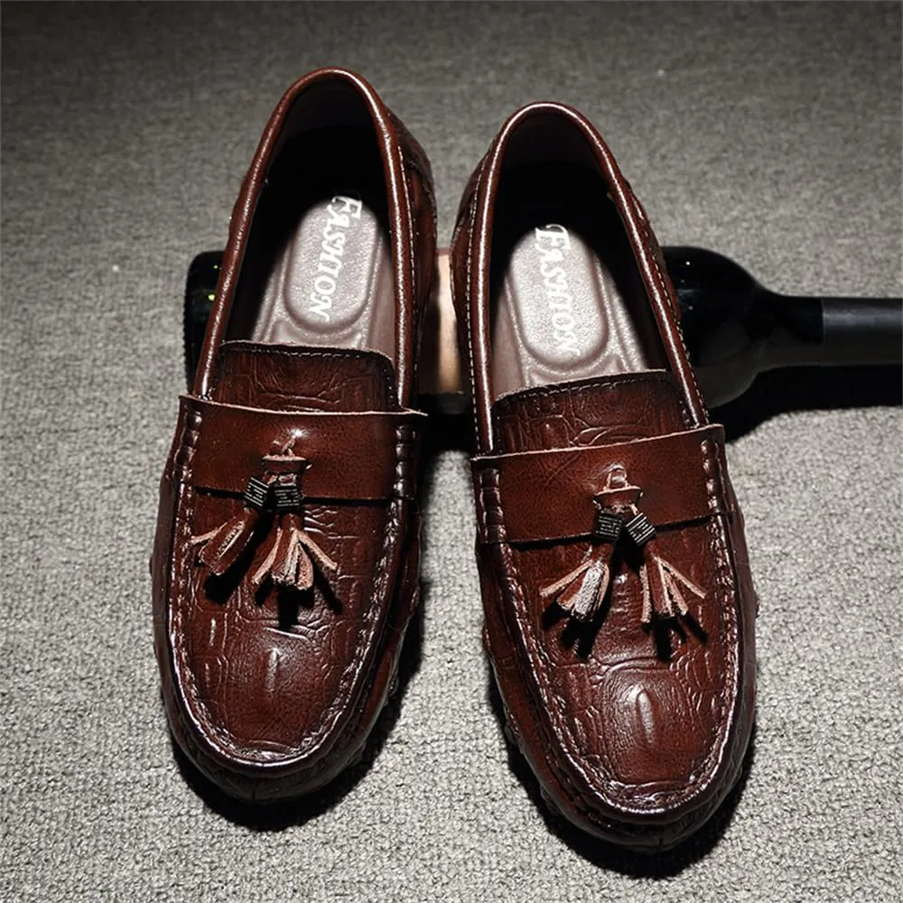 Men's Penny Loafers Moccasin Driving Shoes Fashion Crocodile Printed Slip On Flats Boat Shoes