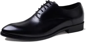 Mens Retro Formal Dress Oxfords Work Uniform Leather Lace-ups Wedding Party Derbys Breathable,Black-38