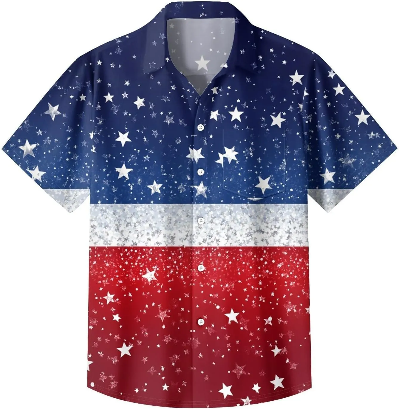 Men's Short Sleeve Button Down Shirts American Flag Printed Graphic Tees Hawaiian Casual 4th of July Printed Summer