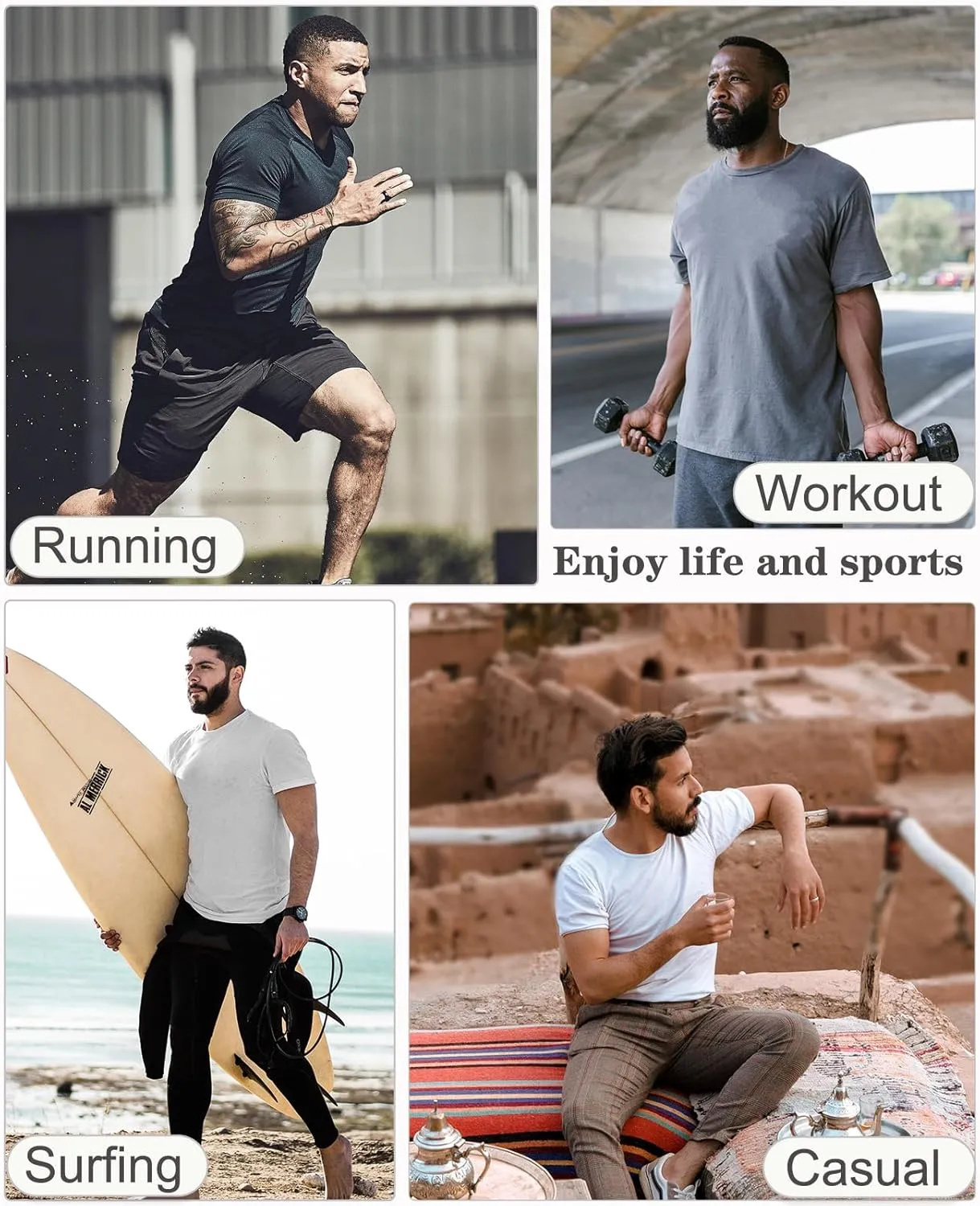 Men's Short Sleeve T-Shirt UPF 50  Quick Dry Rash Guard Athletic Running T Shirts UV Sun Protection Swim Water Shirt