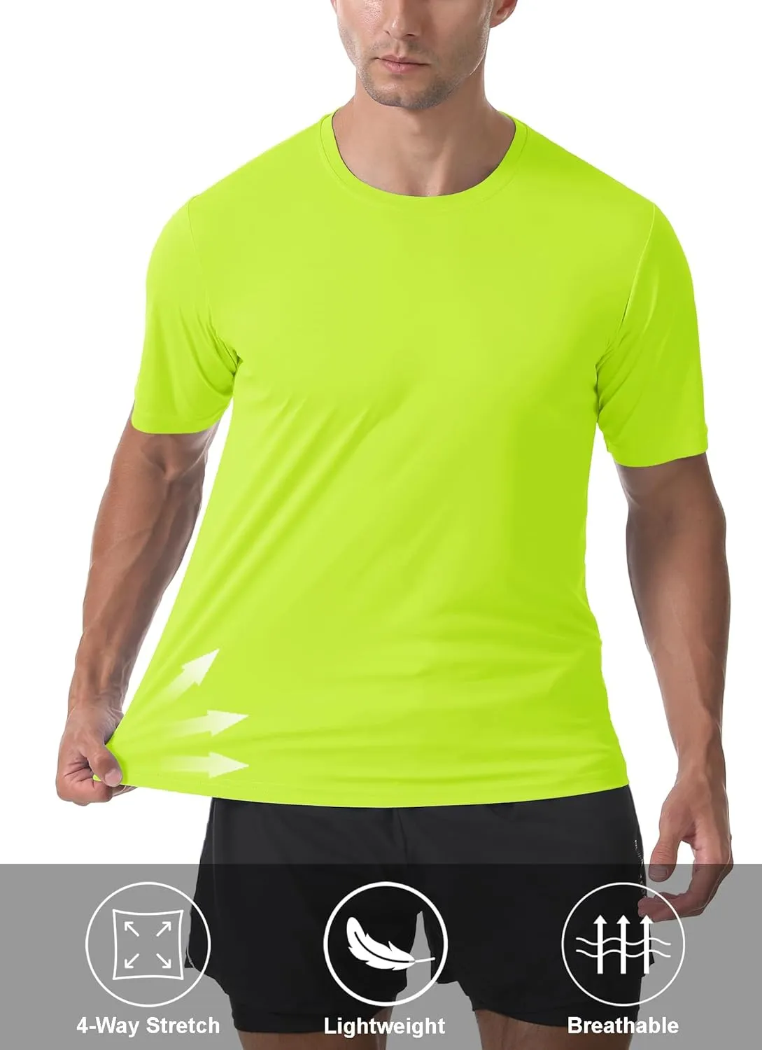 Men's Short Sleeve T-Shirt UPF 50  Quick Dry Rash Guard Athletic Running T Shirts UV Sun Protection Swim Water Shirt