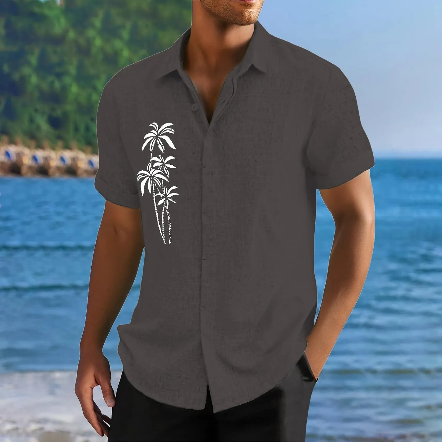 Men's Summer Floral Printed Button Down Shirts Short Sleeve Casual Summer Beach Shirts Vacation Holiday