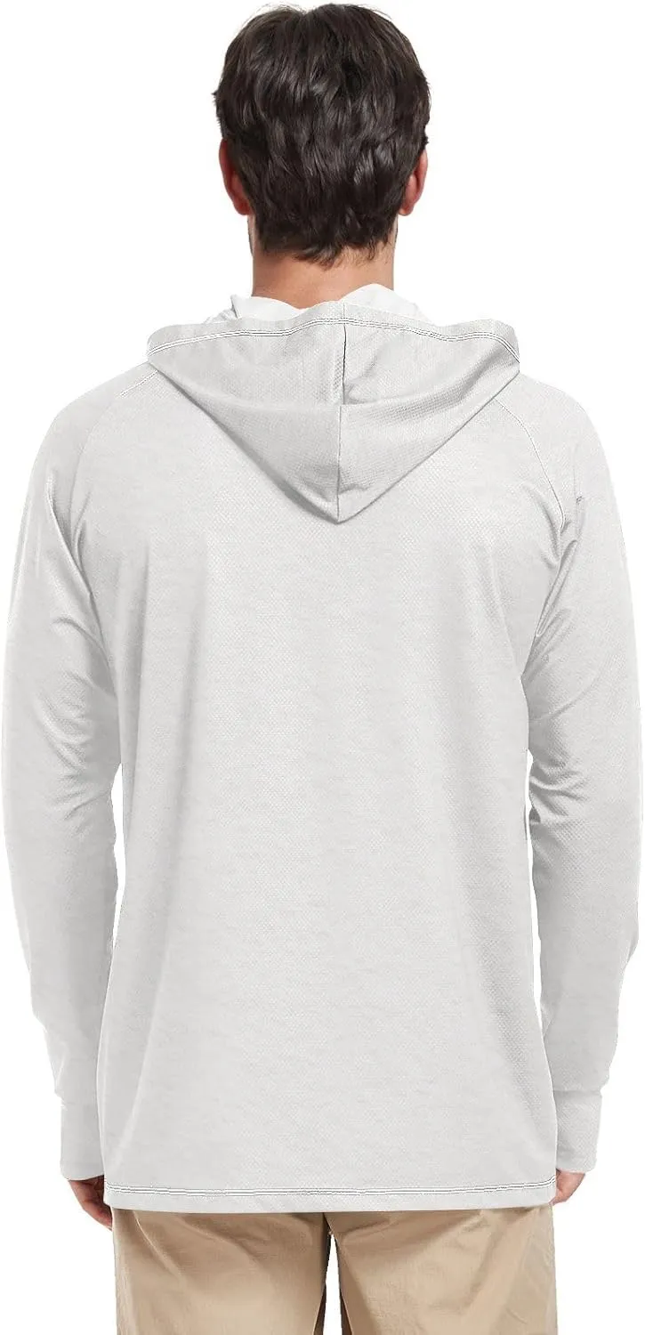 Mens Sun Protection Hoodie Long Sleeve UPF 50   Mens Sun Shirts Quick-Dry Rashguard for Men Sailing Rash Guard