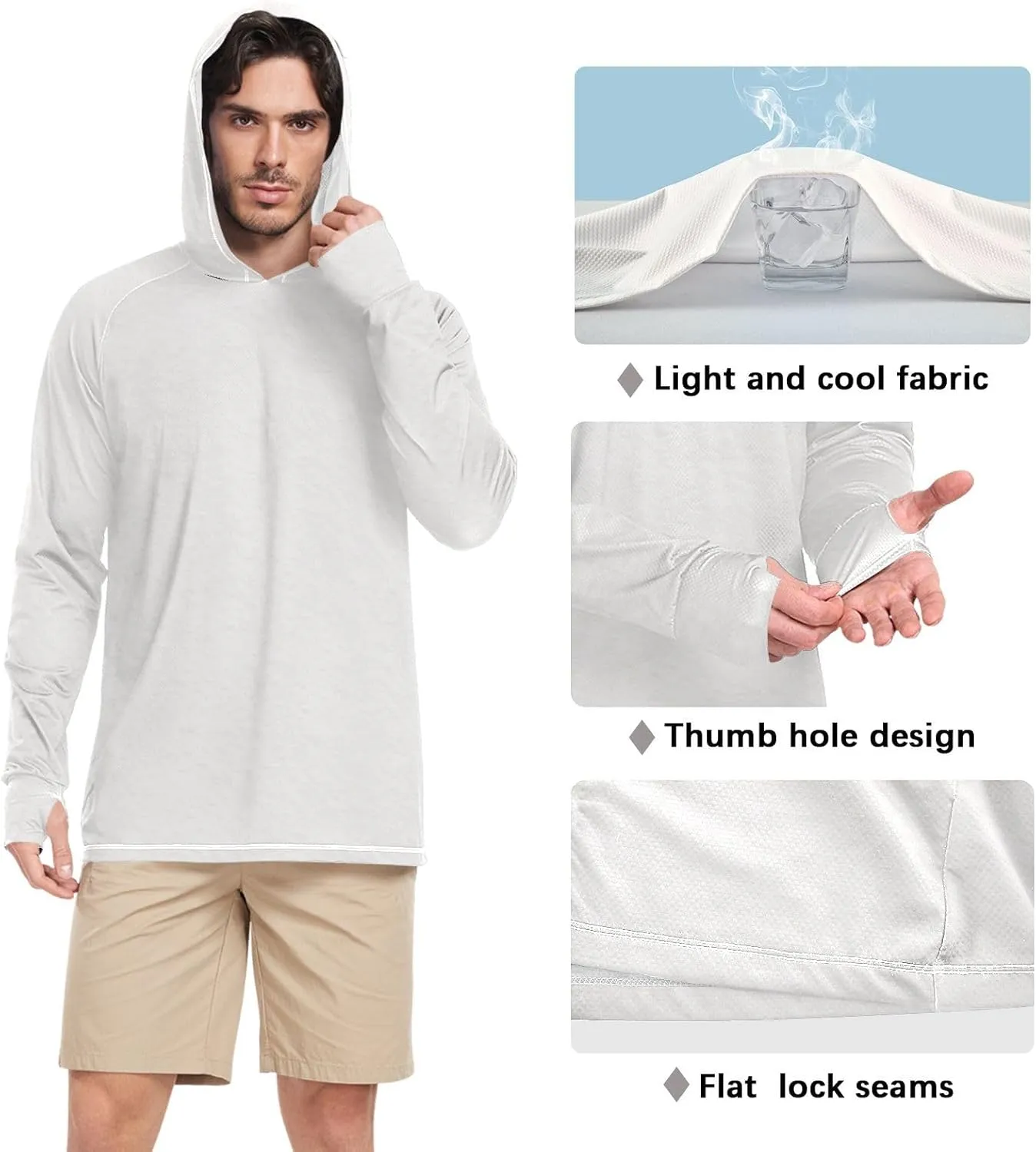 Mens Sun Protection Hoodie Long Sleeve UPF 50   Mens Sun Shirts Quick-Dry Rashguard for Men Sailing Rash Guard