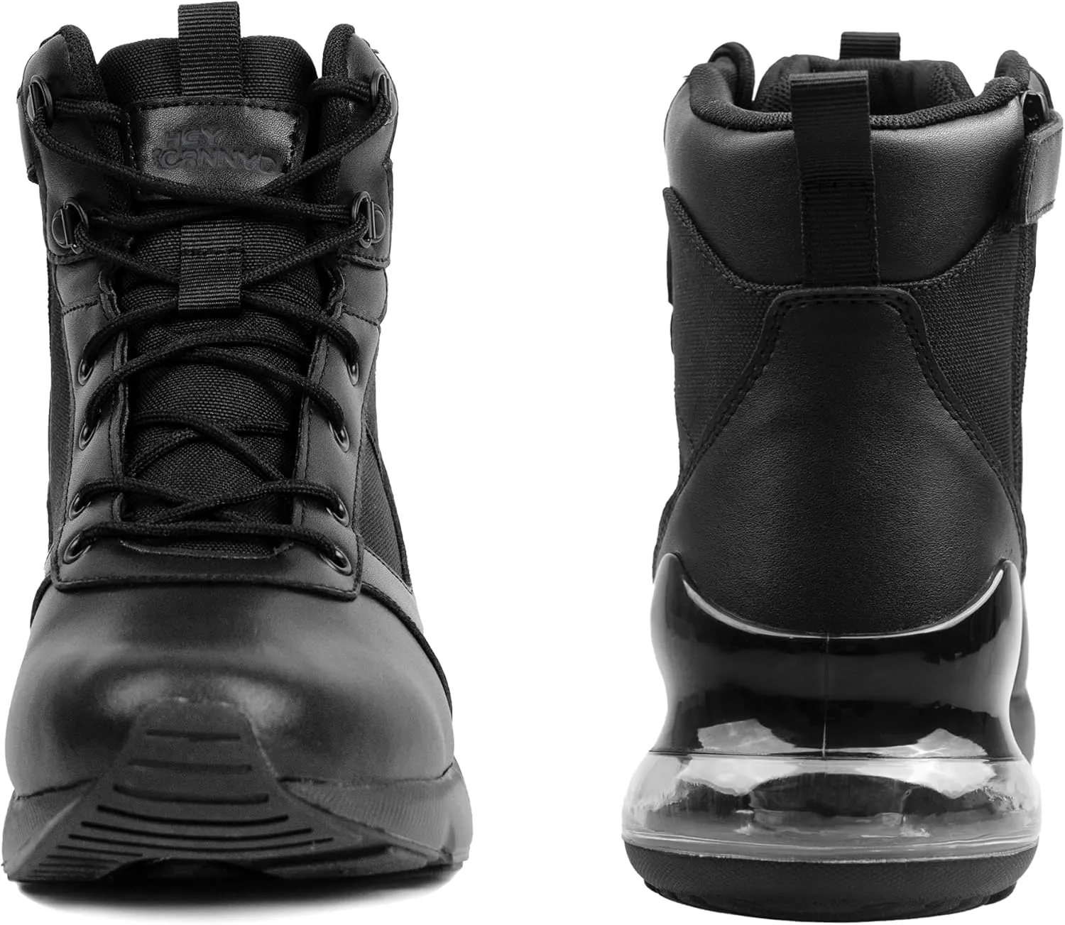 Men's Wide Tactical Work Boots Lightweight Air Cushion Side Zipper Military Boots Comfortable Waterproof Motorcycle Combat Hiking Boot 8 Inches