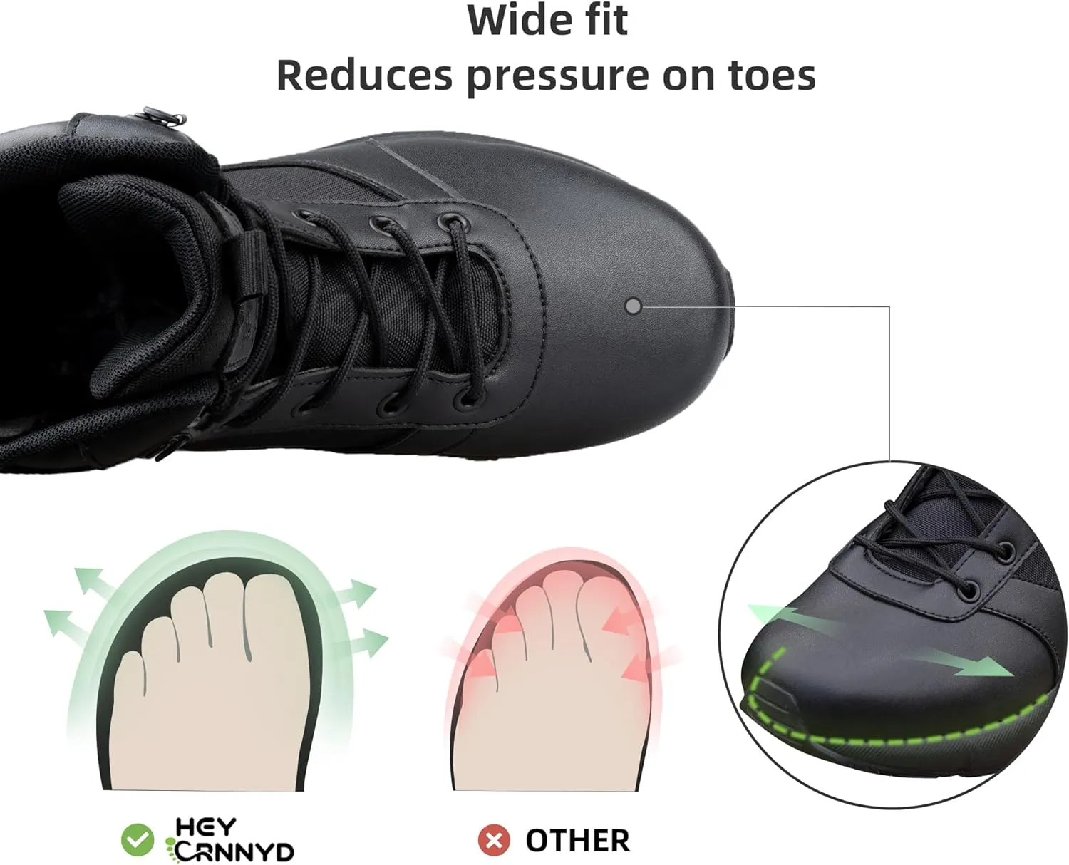 Men's Wide Tactical Work Boots Lightweight Air Cushion Side Zipper Military Boots Comfortable Waterproof Motorcycle Combat Hiking Boot 8 Inches