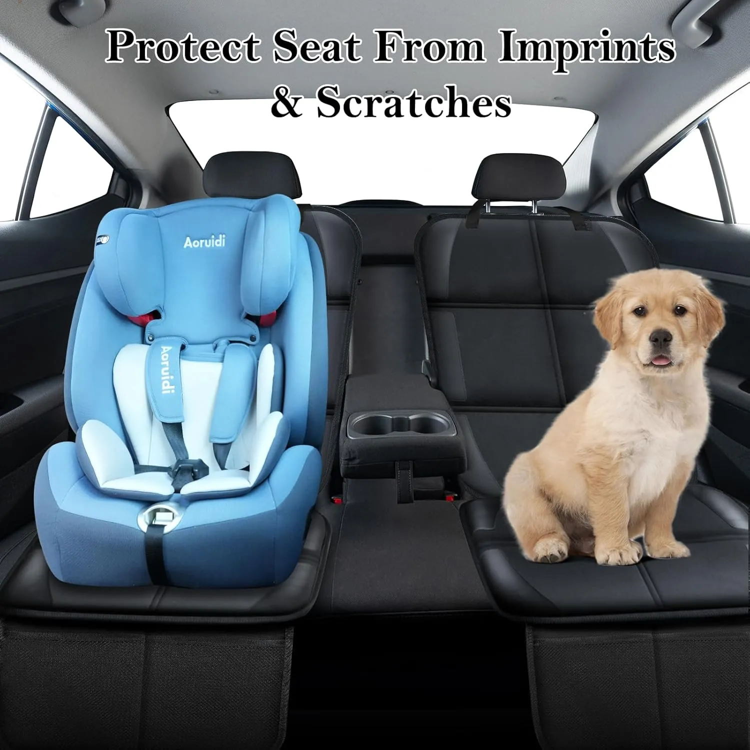 Meolsaek Car Seat Protector, Seat Protector for Child Car Seats with Non-Slip Thickest Padding, Seat Cover for Baby and Pet,Sedan SUV Truck (2 Seat Protector Black)