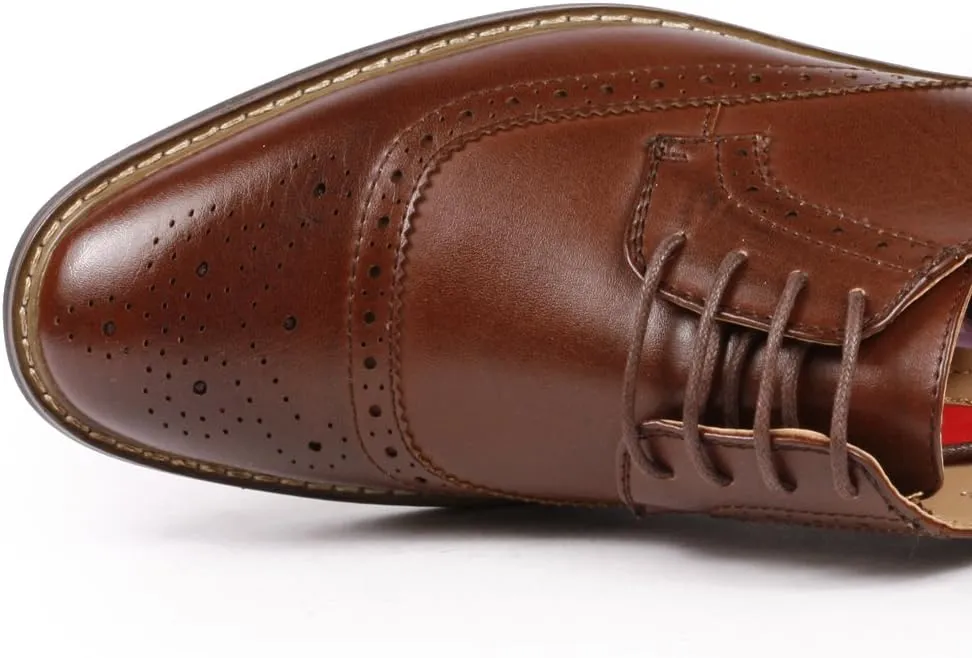 Metrocharm Alex-05 Men's Perforated Lace Up Oxford Dress Shoes