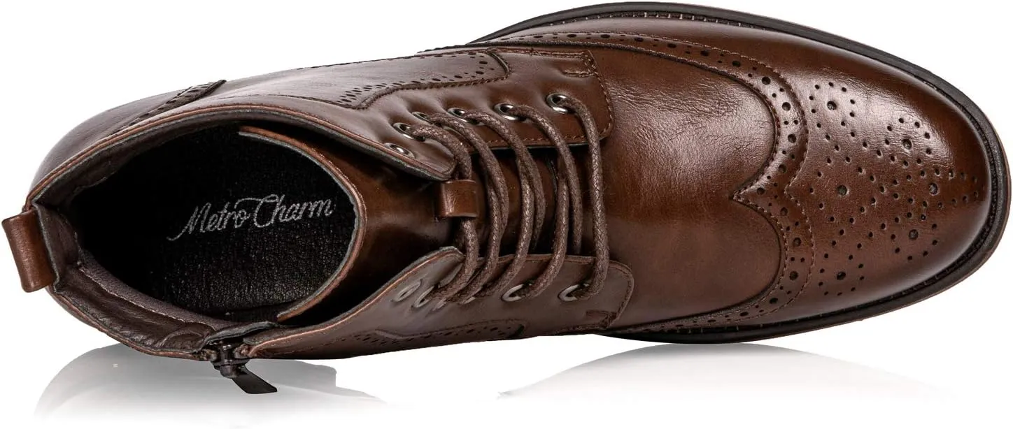 Metrocharm MC309 Men's Lace Up Wing Tip Dress Casual Fashion Oxford Boot