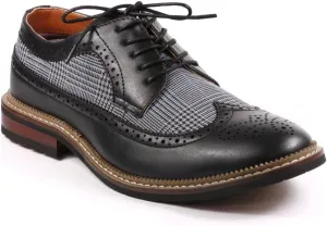 Metrocharm MET525-6 Men's Tweed Perforated Wing Tip Lace Up Oxford Dress Shoes