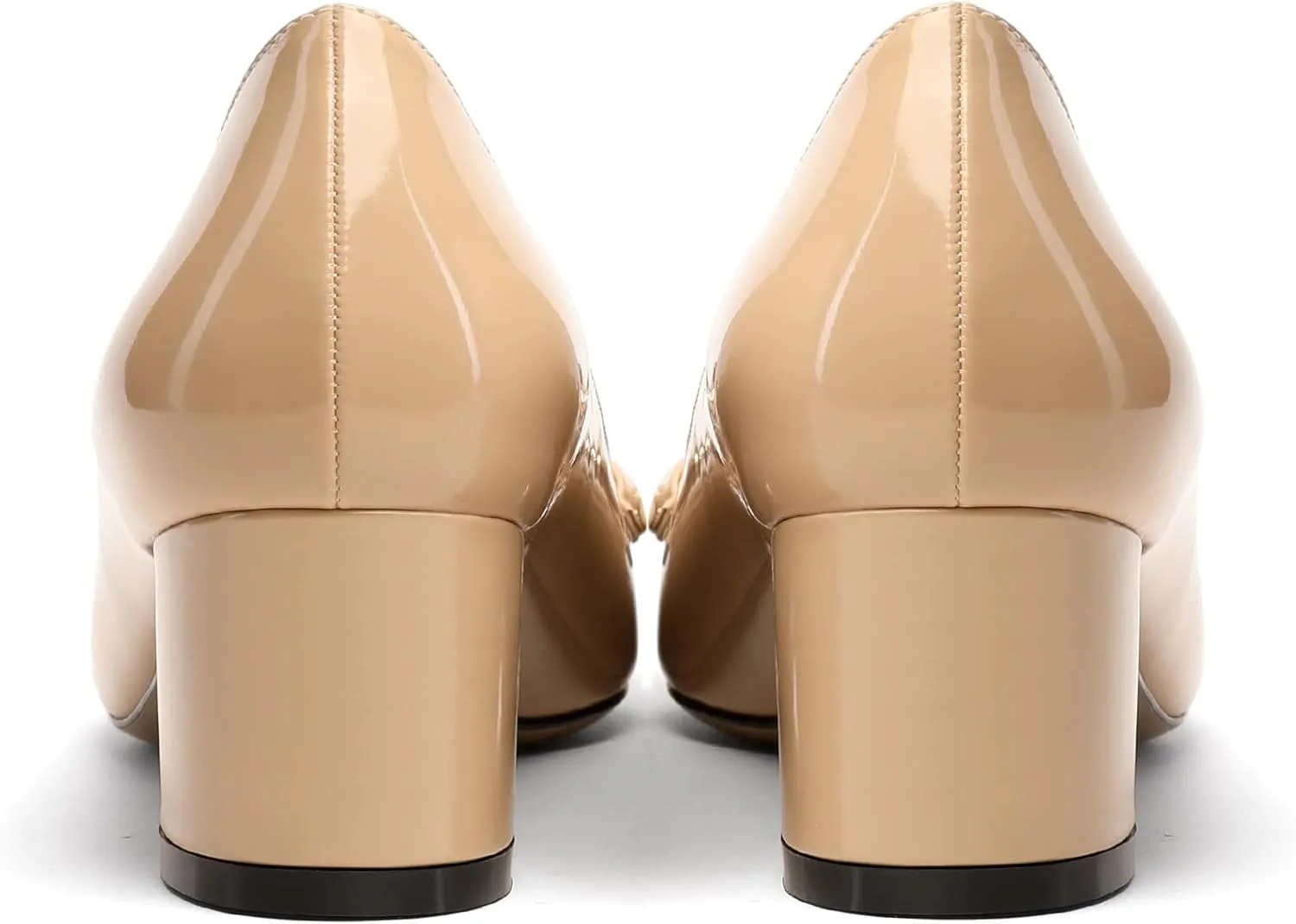 Mettesally Women's Block Heel Pumps Pointed Toe Mid Heels Heeled Pumps Low Heels with Metal Chain Dressy Wedding Party Shoes
