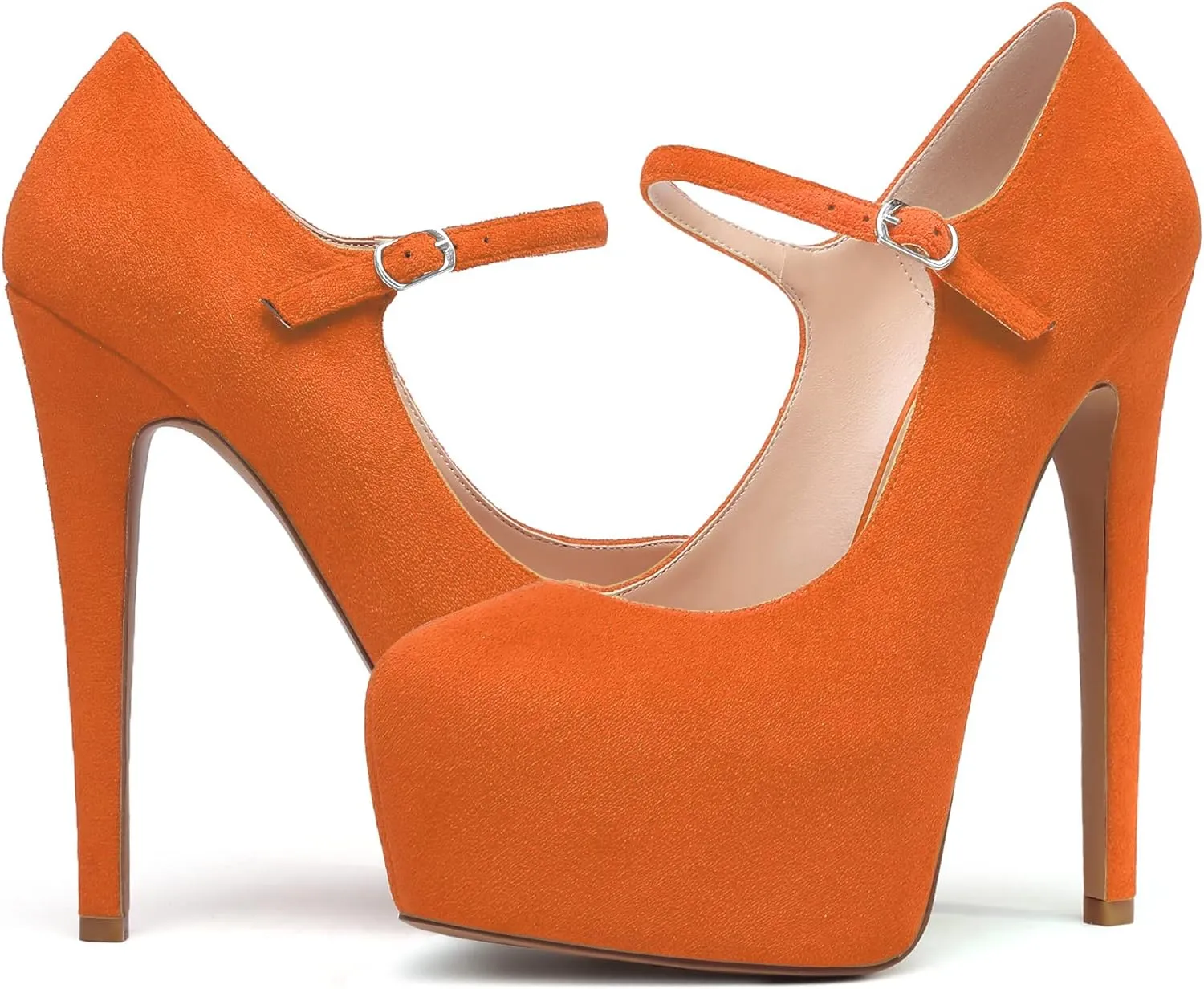 Mettesally Women's Round Toe Platform Pumps Stiletto Heel Mary Jane Pumps Party Dress Shoes