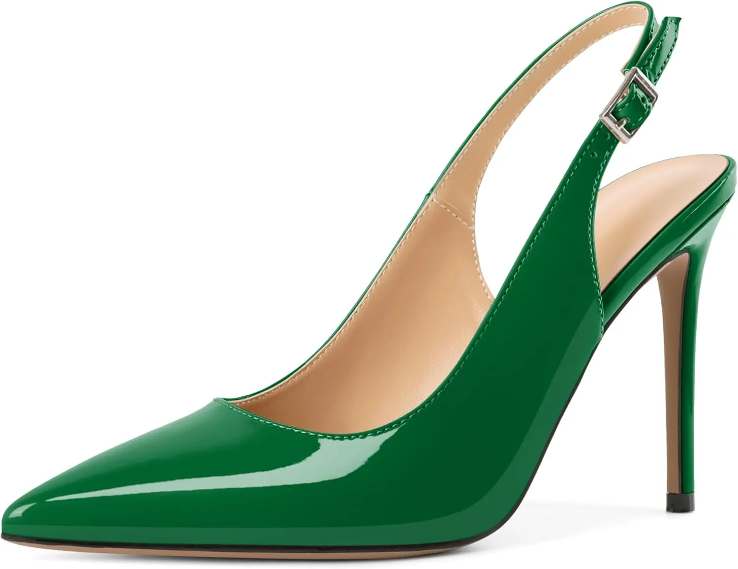 Mettesally Women's Slingback High Heels Pointed Toe Pumps Stiletto Heel Ankle Strap Party Office Dress Shoes