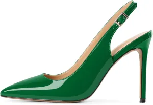 Mettesally Women's Slingback High Heels Pointed Toe Pumps Stiletto Heel Ankle Strap Party Office Dress Shoes