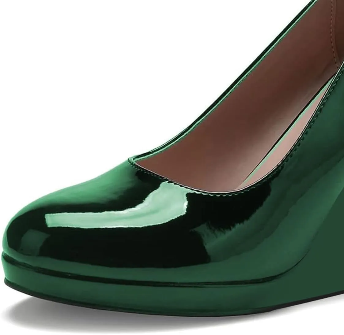 miss left Women Classic Rounded Closed Toe High Heel Pumps Slip On Wedges Heeled Shoes for Formal Office Working Daily Size 4-16 US