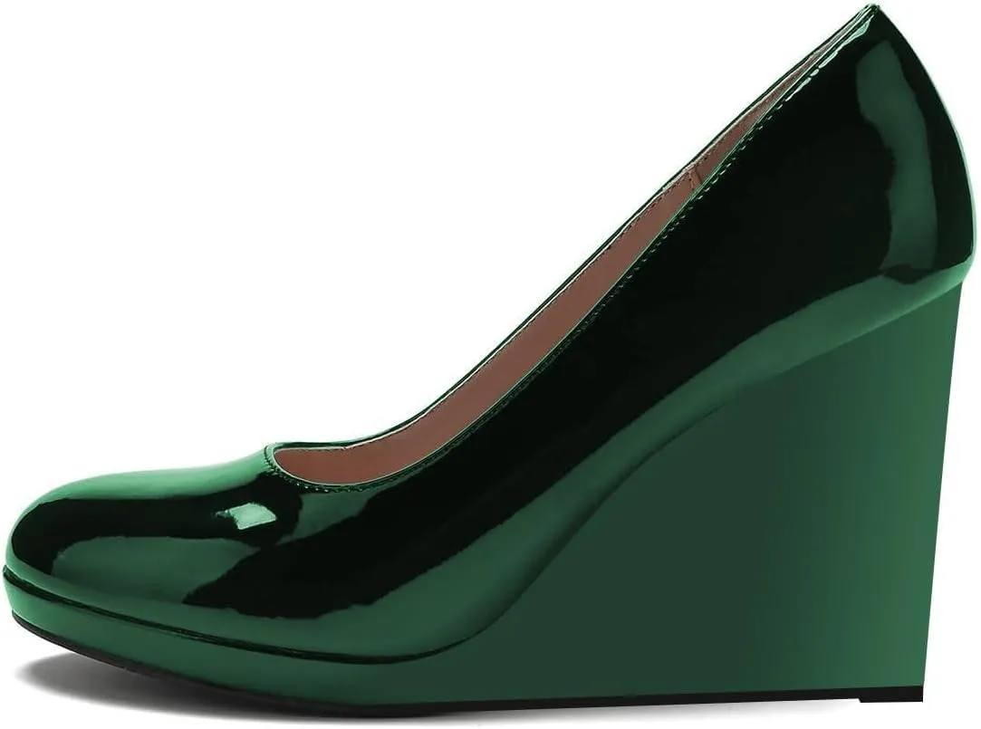 miss left Women Classic Rounded Closed Toe High Heel Pumps Slip On Wedges Heeled Shoes for Formal Office Working Daily Size 4-16 US