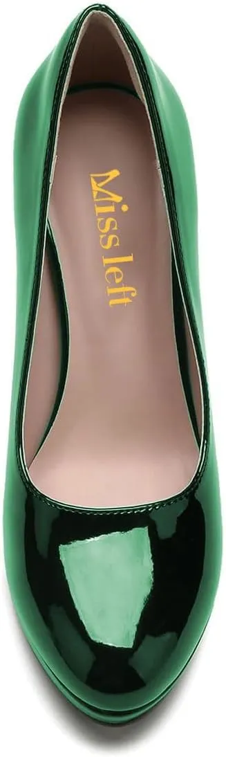 miss left Women Classic Rounded Closed Toe High Heel Pumps Slip On Wedges Heeled Shoes for Formal Office Working Daily Size 4-16 US