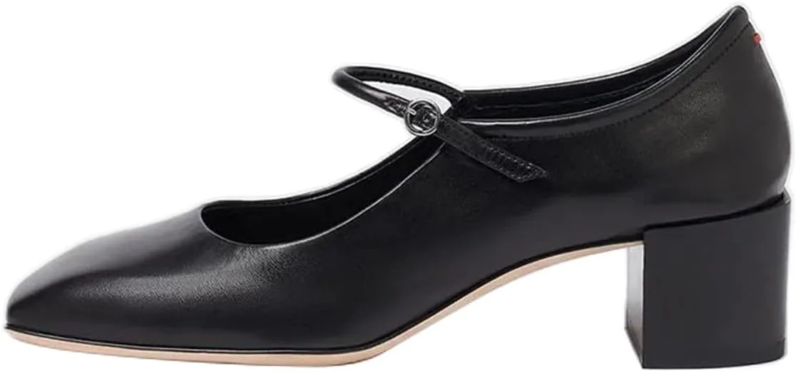 miss left Women Trendy Single Strap Buckle Square Toe Mary Janes Block Low Heel Comfy Daily Dress Pumps Size 4-16 US