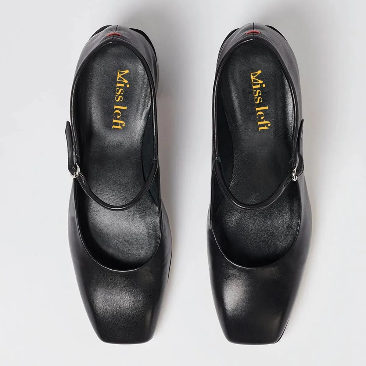 miss left Women Trendy Single Strap Buckle Square Toe Mary Janes Block Low Heel Comfy Daily Dress Pumps Size 4-16 US