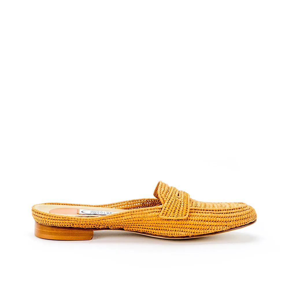 Mocassin Raffia Mule-Camel