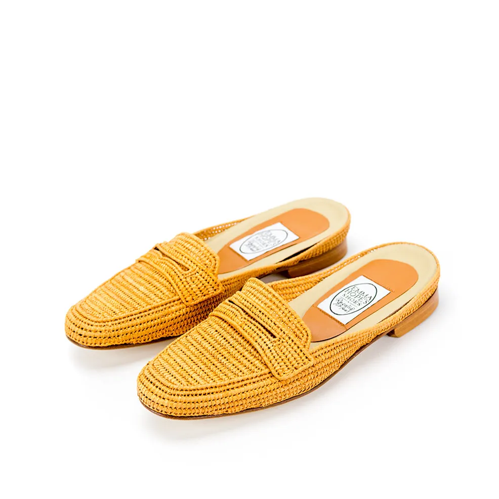 Mocassin Raffia Mule-Camel