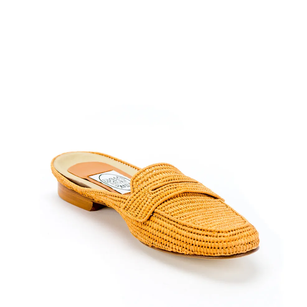 Mocassin Raffia Mule-Camel