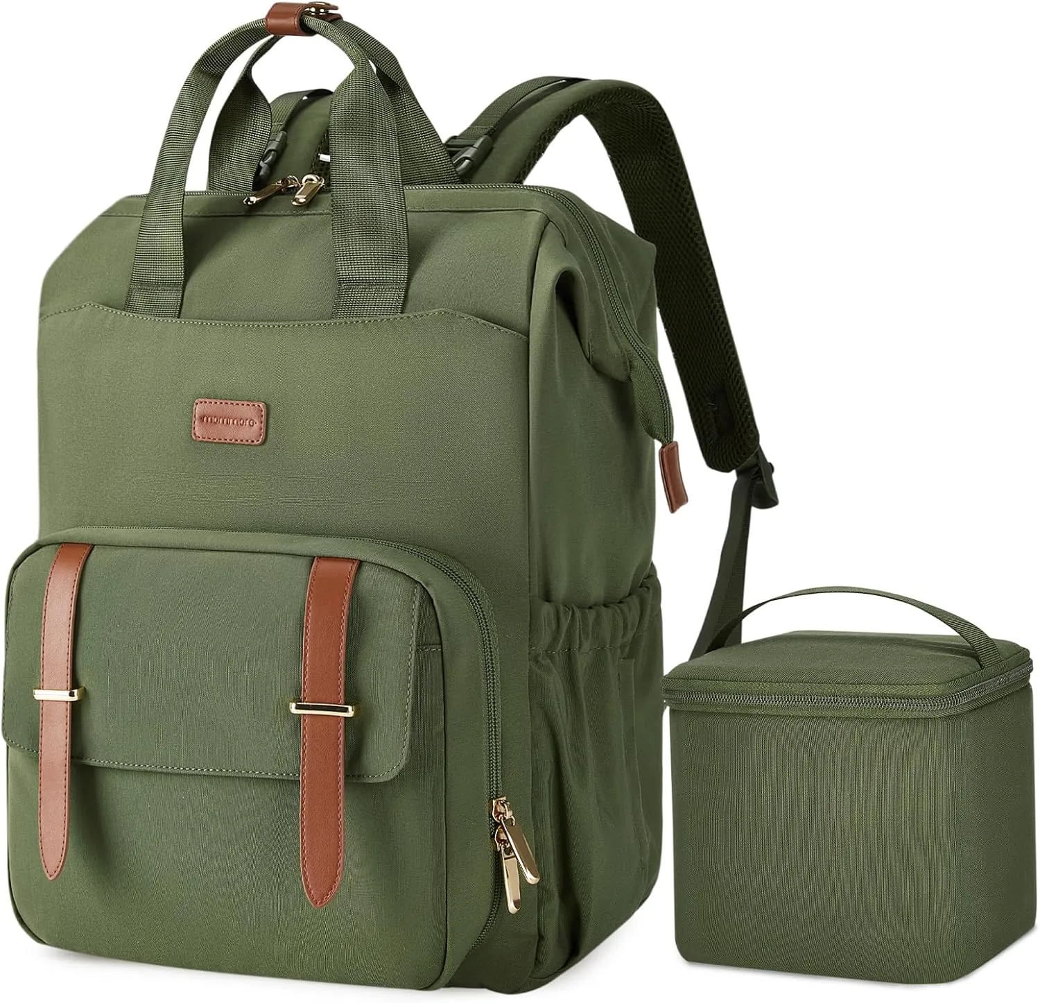 mommore Breast Pump Bag Backpack for Spectra S1,S2 Medela Large Diaper Backpack for Working Moms with 15.6 inch Laptop Sleeve, Green