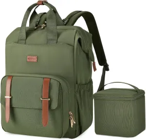 mommore Breast Pump Bag Backpack for Spectra S1,S2 Medela Large Diaper Backpack for Working Moms with 15.6 inch Laptop Sleeve, Green