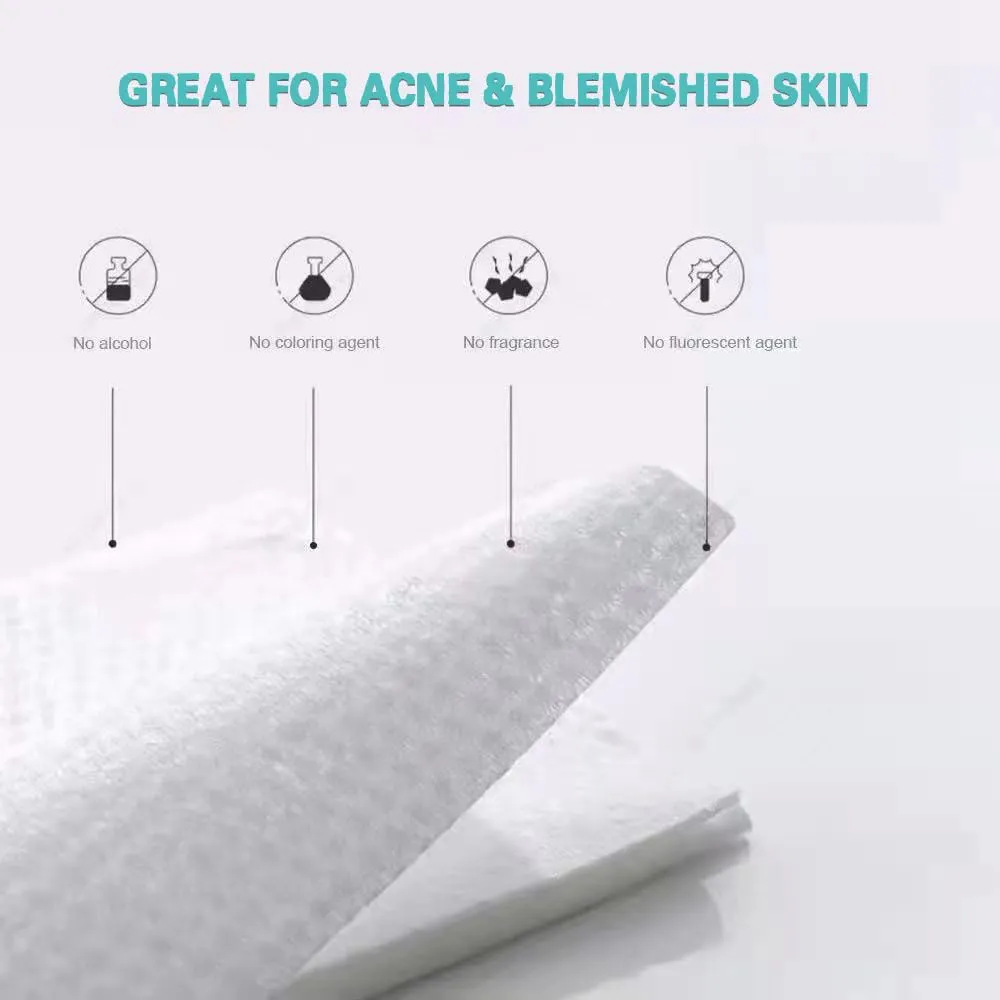 MSOEUESO Soft Dry Wipes Cotton Facial Tissues, 300 Count Disposable Face Towels, Cotton face Towel for Sensitive Skin, Facial Cleansing, Makeup Removing, Surface Cleaning (300 Count (Pack of 3))