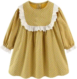 Mud Kingdom Girls Drees Peter Pan Collar Ruffle Lace Collared Long Sleeve Dress 2-8 Years