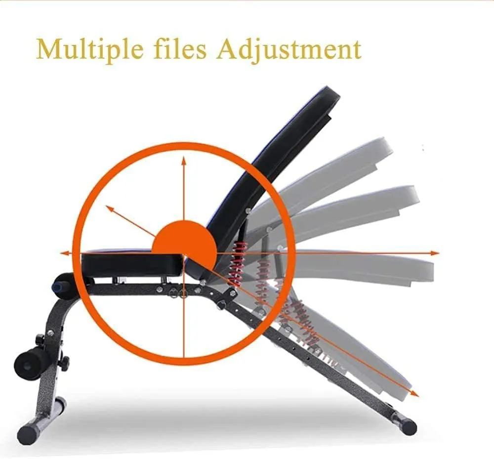 Multifunction Folding Weight Bench New Dumbbell Sit-up Equipment Adjustable Supine Board Abdominal Muscle Training Fitness Four Models Device Suitable for Different People ，B