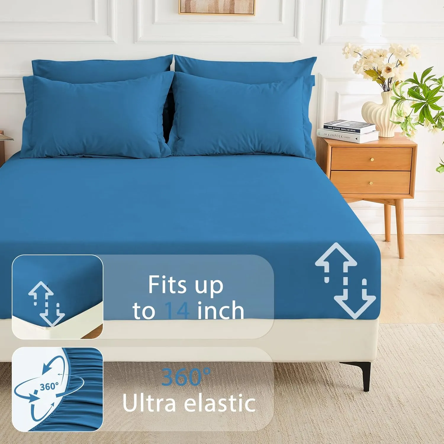MUXHOMO 7 Pieces Queen Comforter Set, Soft Bed in a Bag Queen Size, All Season Bedding Set with Comforter, Flat Sheet, Fitted Sheet, Pillowcases & Shams, Bluish Green