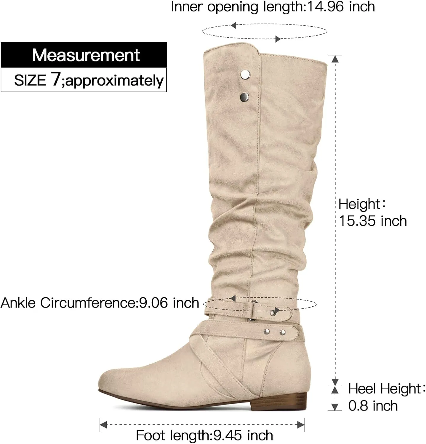 mysoft Women's Knee High Boots Flat Warm Fall Boots with Side Zipper
