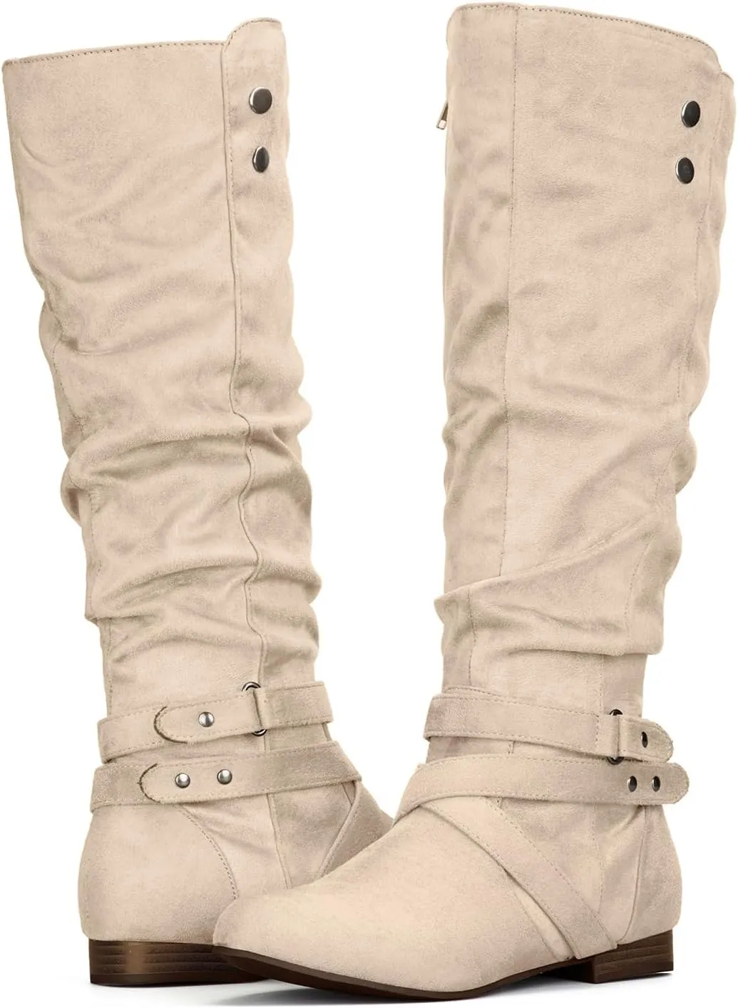 mysoft Women's Knee High Boots Flat Warm Fall Boots with Side Zipper
