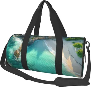 Nature Summer Beach Landscape Travel Bag for Women & Men, Large Capacity Duffle Bag with Detachable Shoulder Strap, Waterproof Overnight Weekender Bag for Gym Business Vacation Short Trips